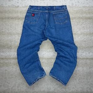 Vintage Y2K Wrangler Riggs Jeans 40x30 Relaxed Fit Medium Wash Fleece Lined